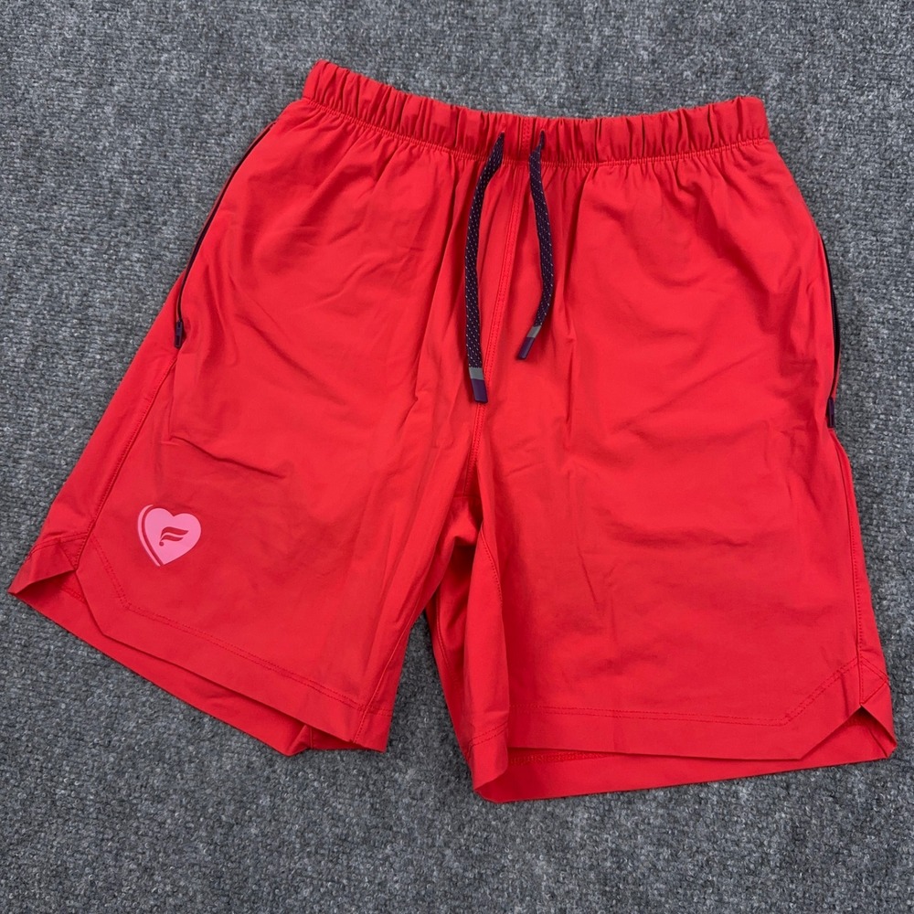 Fabletics The One Short Lined 7" Men's Small Classic‎ Cherry Candy Heart Zip Run